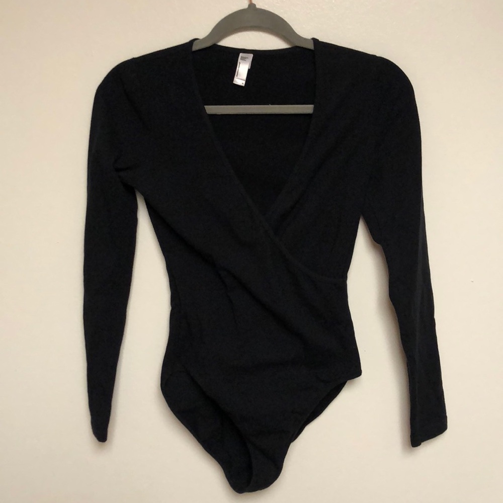 Black V-neck bodysuit